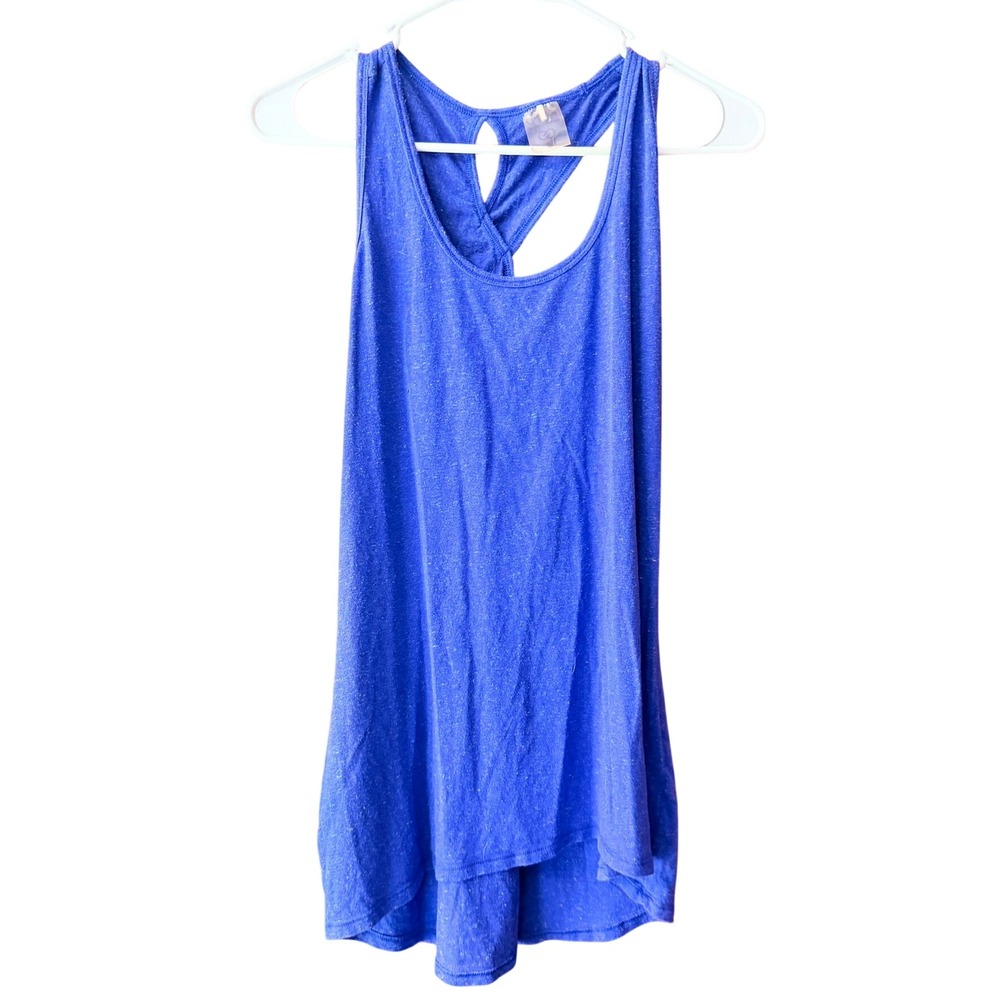 CALIA by Carrie Underwood Blue Heathered Crossover Keyhole Back Tank Top Large